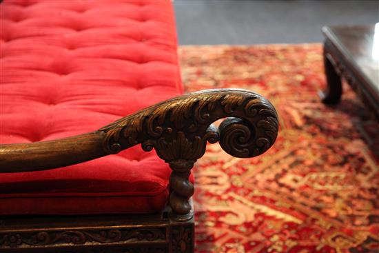 A late 19th century Indo-Portuguese hardwood settee, W.6ft 6in. D.2ft 3in. H.3ft 5in.